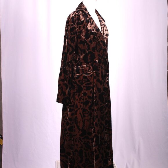 Free People Elegant Brown Leopard Print Long Coat - Picture 8 of 9